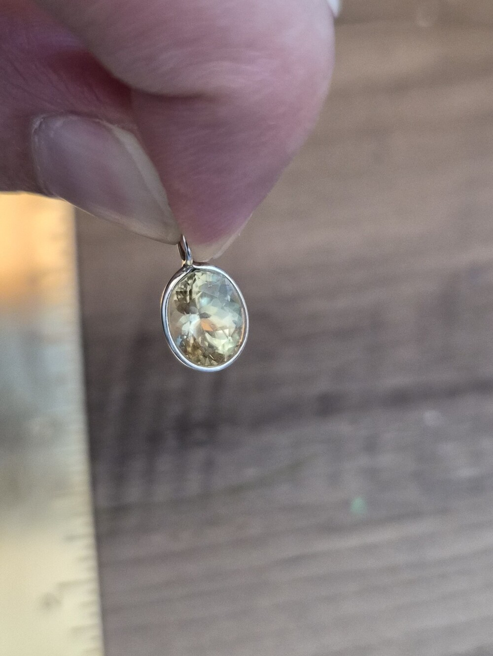 Sterling Silver And Yellow Beryl Oval Cut Pendant Necklace - Women Jewelry